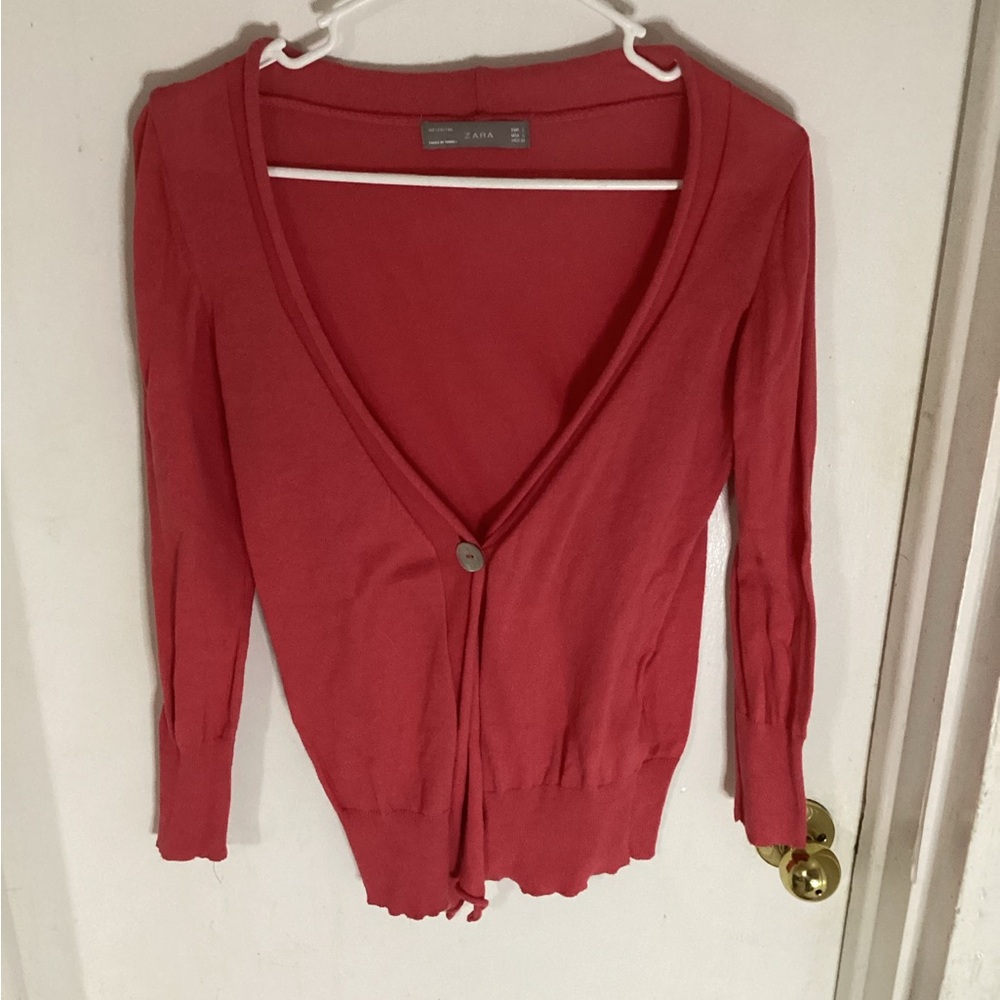 Zara Women's Coral Cardigan Sweater Size Large